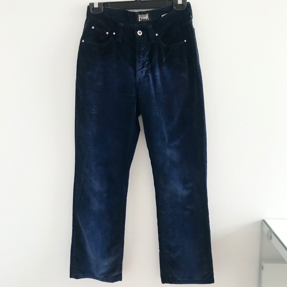 COPY - Gianfranco Ferre Jeans 100% Cotton Sapphire Blue Velvety Jeans Vintage Y…